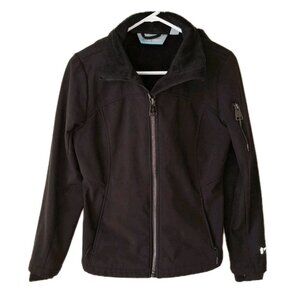FREE COUNTRY Womens Journey Softshell Jacket Small Black Fleece Lined Cozy Soft